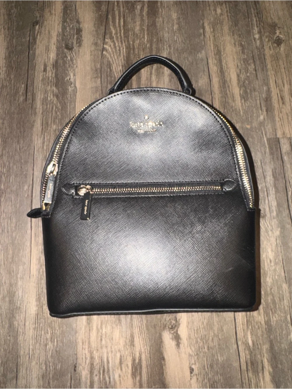 kate spade Black Saffiano Leather Mini Backpack with Gold Hardware